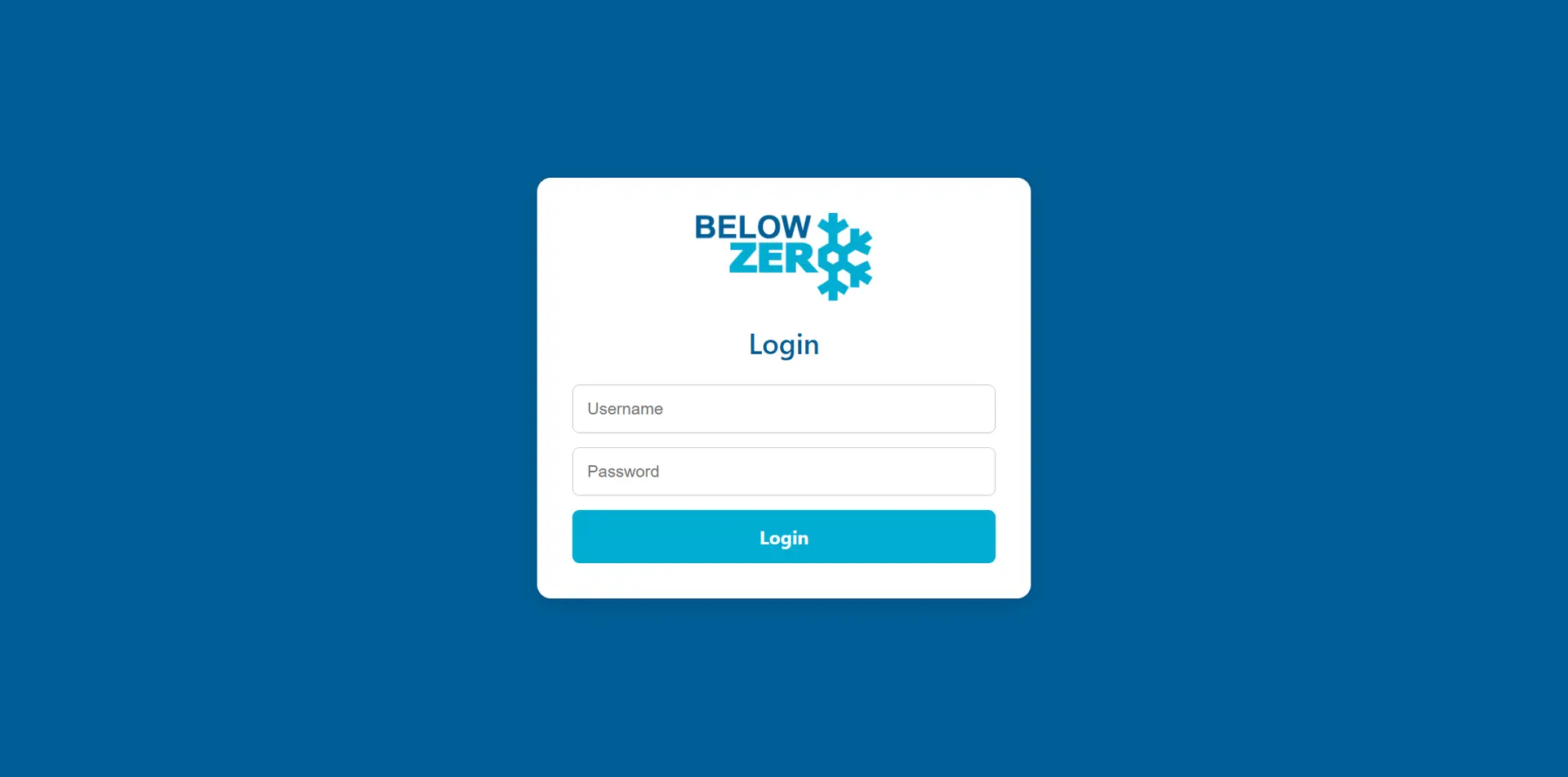 Sign-in screen of the Below Zero app, the client and service database I built.
